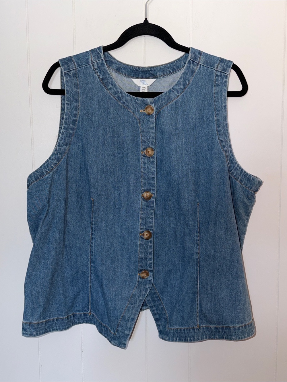 NWT! Time and Tru Women's Sleeveless Denim Button-Front Vest Size XXXL